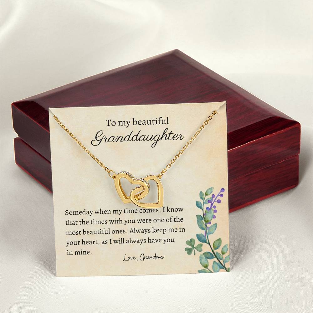 To My Granddaughter - Always In My Heart - Necklace Interlocking Hearts Necklace