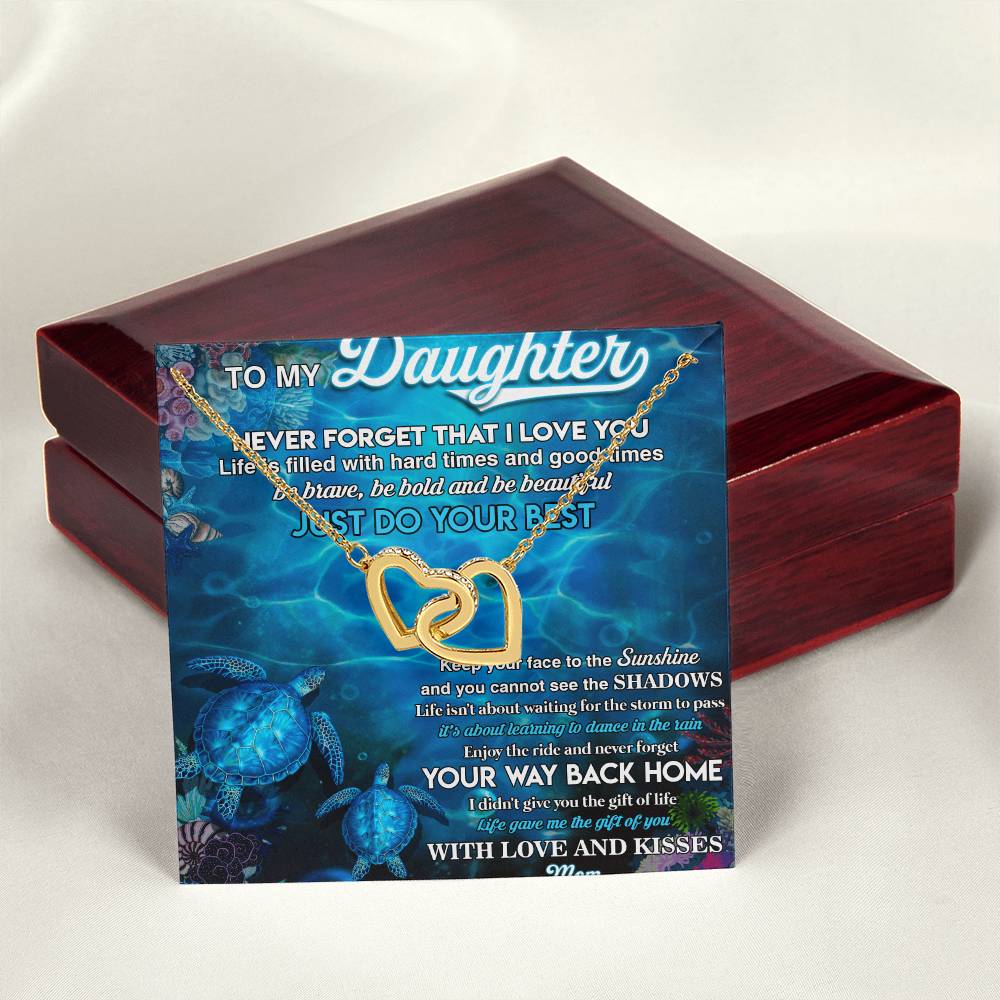 To My Daughter From Mom Interlocking Hearts Necklace Message Card