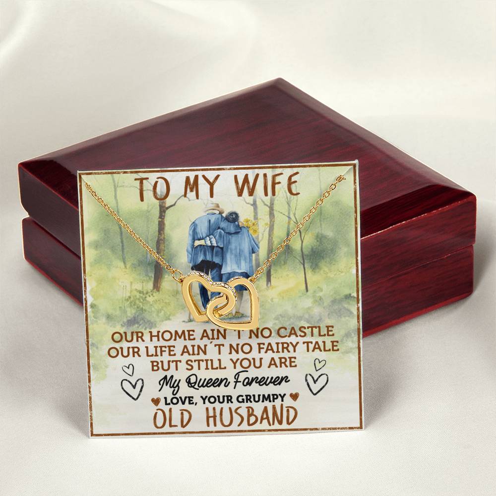 To My Wife - My Queen Forever Interlocking Hearts Necklace