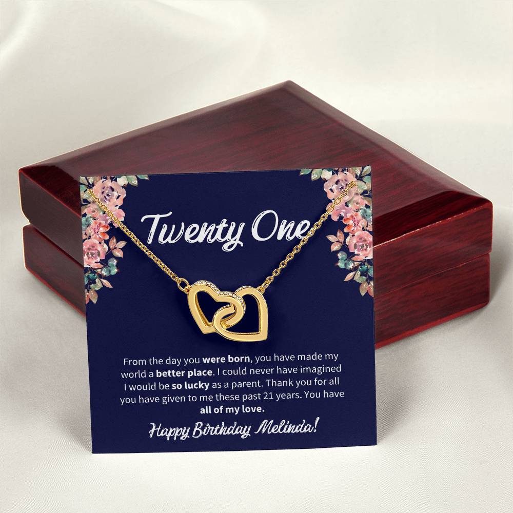 Twenty One Birthday All Of My Love Interlocked Hearts Necklace Interlocking Hearts Necklace