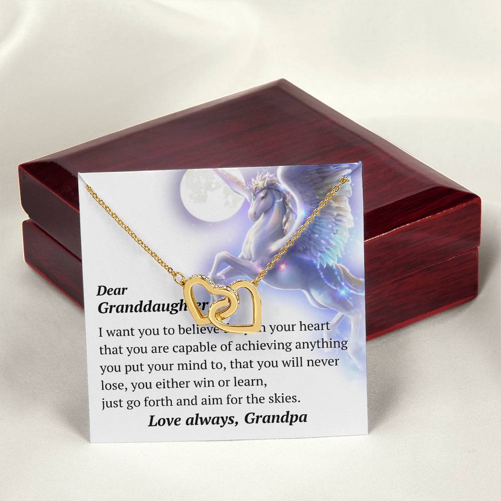 Dear Granddaughter Pegasus Necklace Interlocking Hearts Necklace