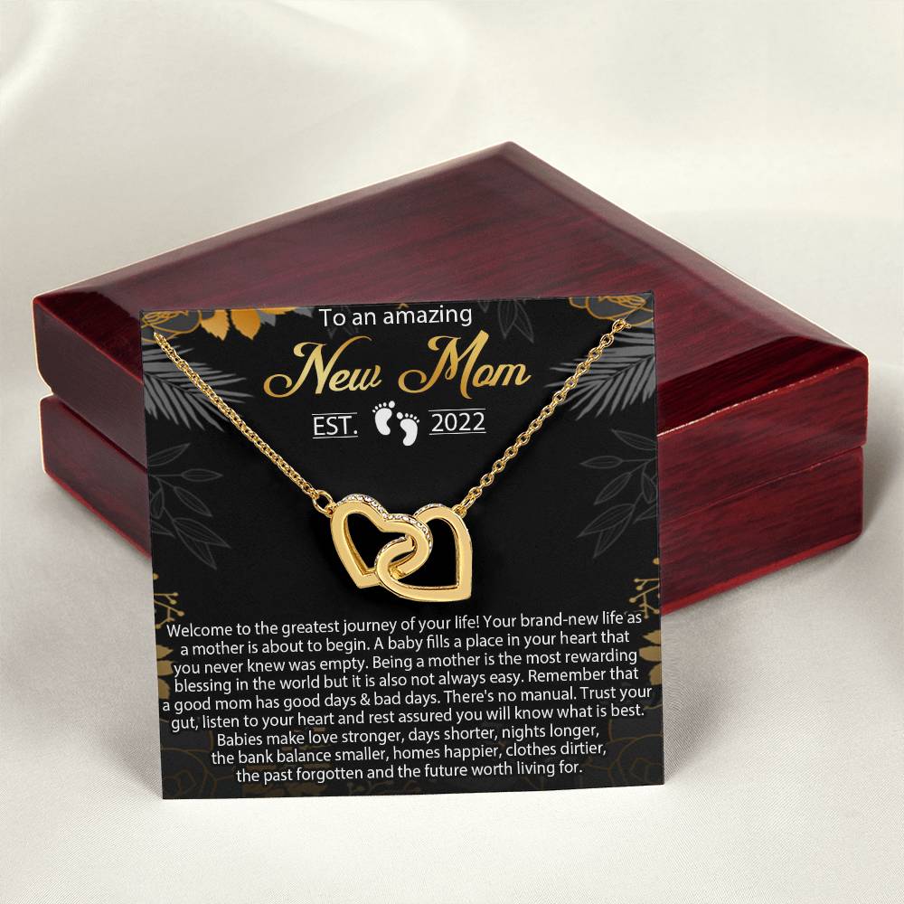 New Mom Necklace Mom Est 2022 Necklace First Time Mom Necklace Baby Shower Necklace Interlocking Hearts Necklace Gift For New Mom