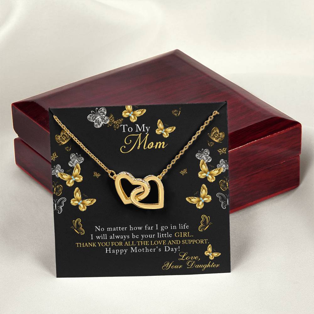 To My Daughter Giraffe Necklace-Message Card Jewelry-Mom To Daughter Gift-Meaningful Necklace-Mother Daughter-Birthday Gift For Daughter Interlocking Hearts Necklace