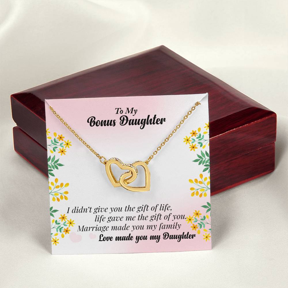 To My Bonus Daughter Interlocking Hearts Necklace