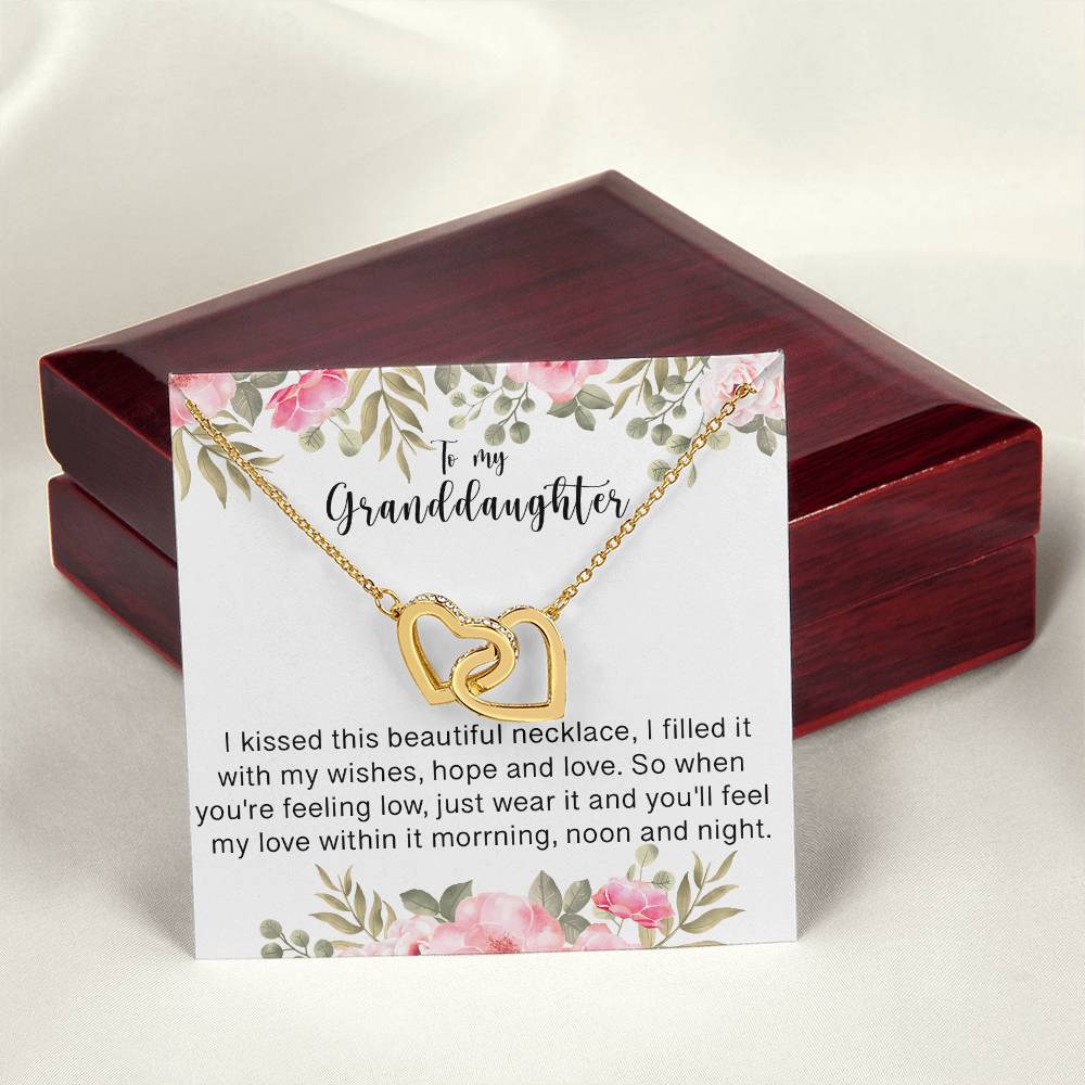 To My Granddaughter - I Love You Interlocking Hearts Necklace