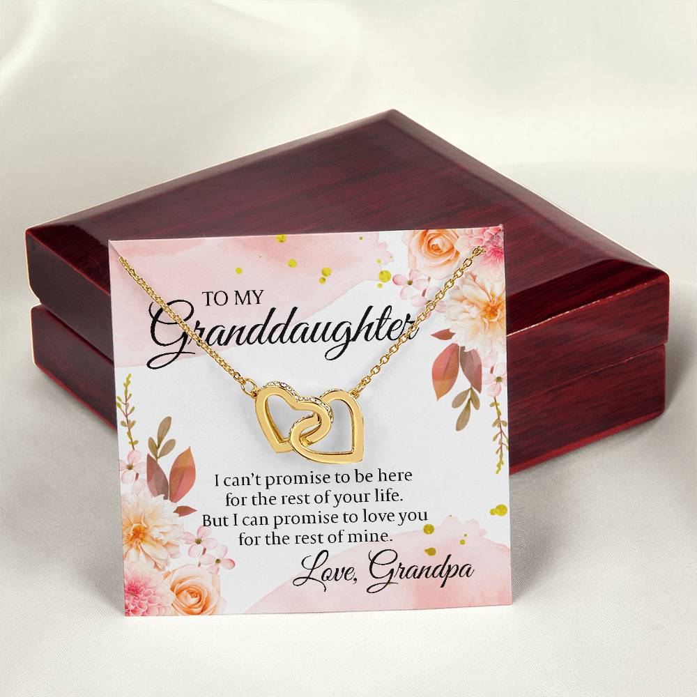 To My Granddaughter From Grandpa - I Can'T Promise To Be Here Interlocking Hearts Necklace