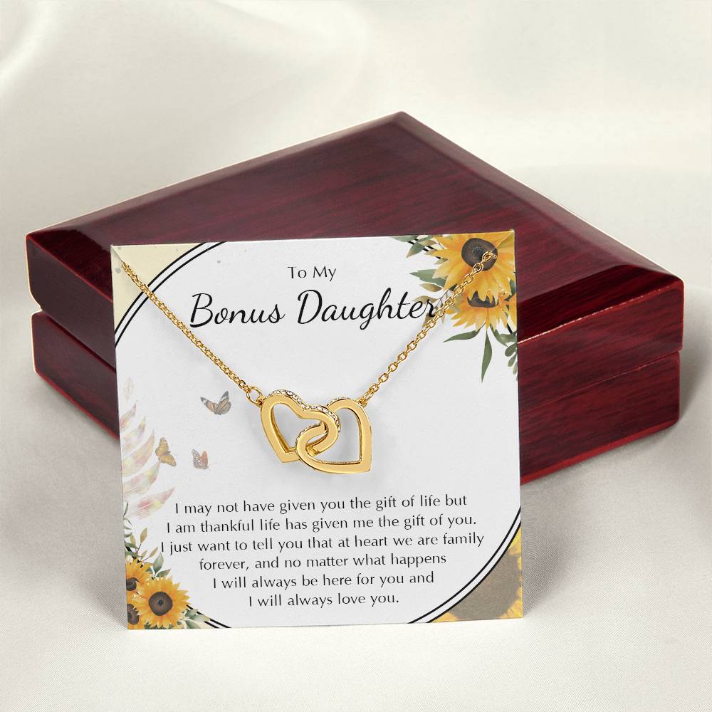 To My Bonus Daughter Necklace Stepdaughter Jewelry Stepdaughter Birthday Gift Interlocking Hearts Necklace