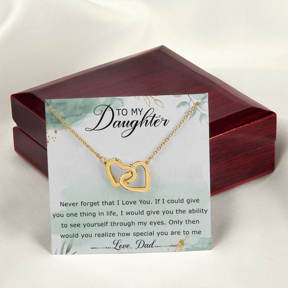 To My Daughter Interlocking Hearts Necklace Message Card