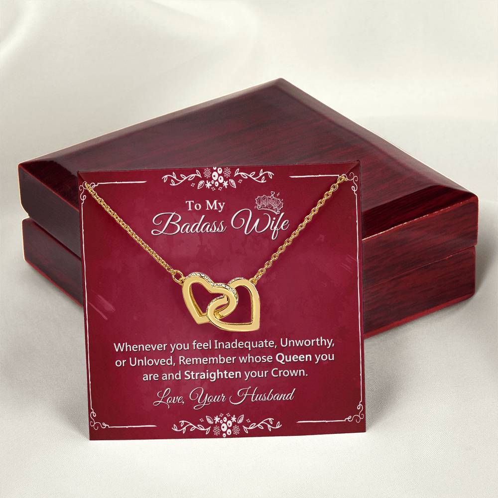 Awesome Gift For Badass Wife - Interlock Heart Necklace Interlocking Hearts Necklace