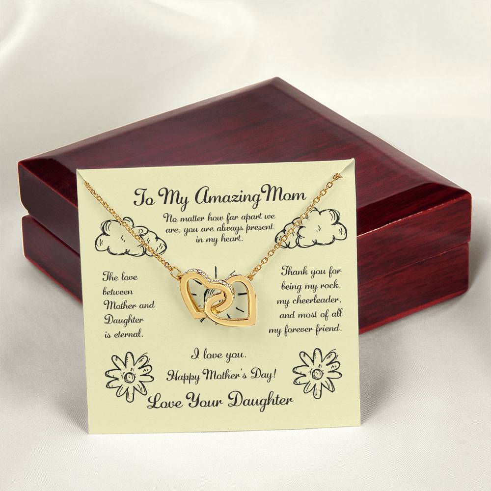 To My Amazing Mom Interlocking Hearts Necklace