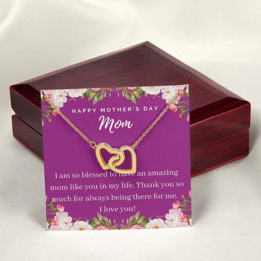 Happy Mother'S Day Mom - Interlocking Hearts Necklace