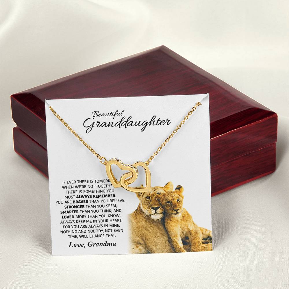 Love Gift For Granddaughters From Grandma - Interlocking Hearts Necklace