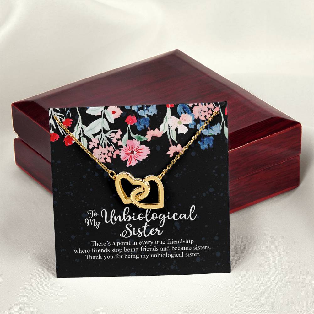 To My Unbiological Sister Interlocking Hearts Necklace