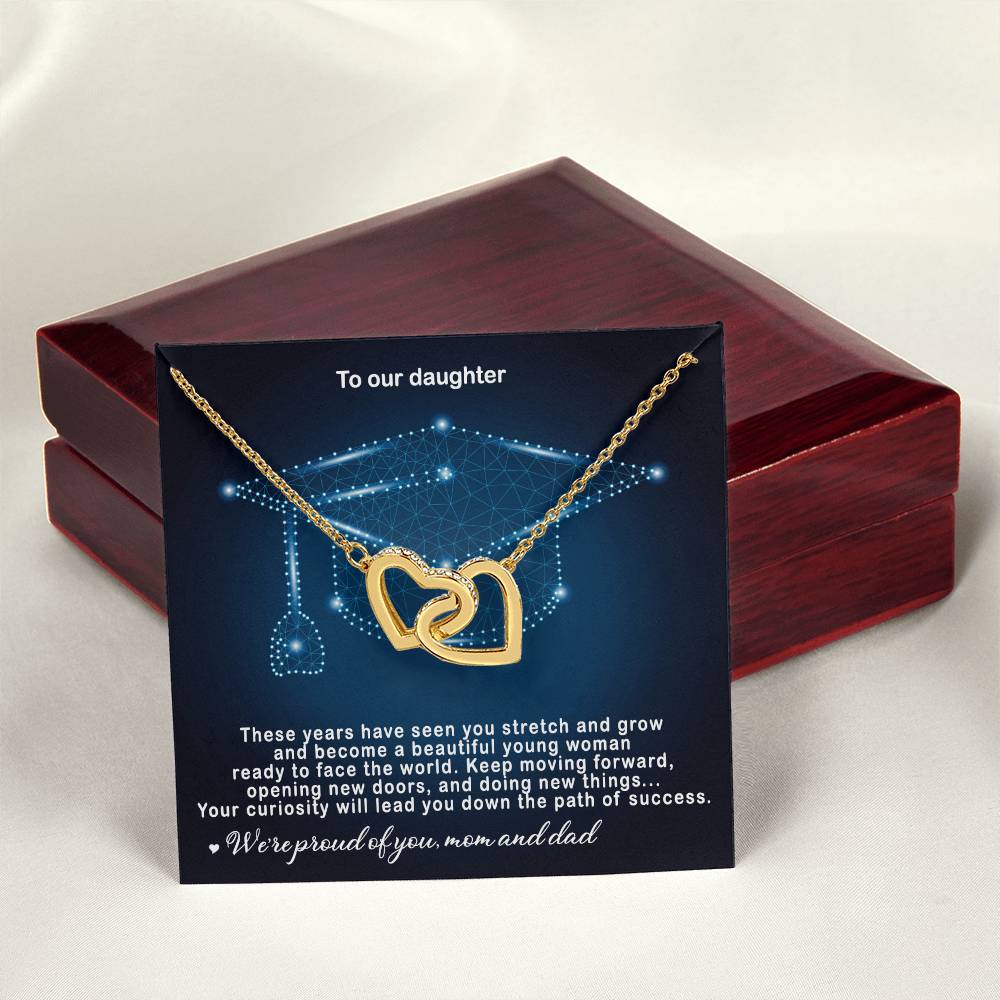 Hey Parents! Beautiful Graduation Gift - Unique Necklace Interlocking Hearts Necklace