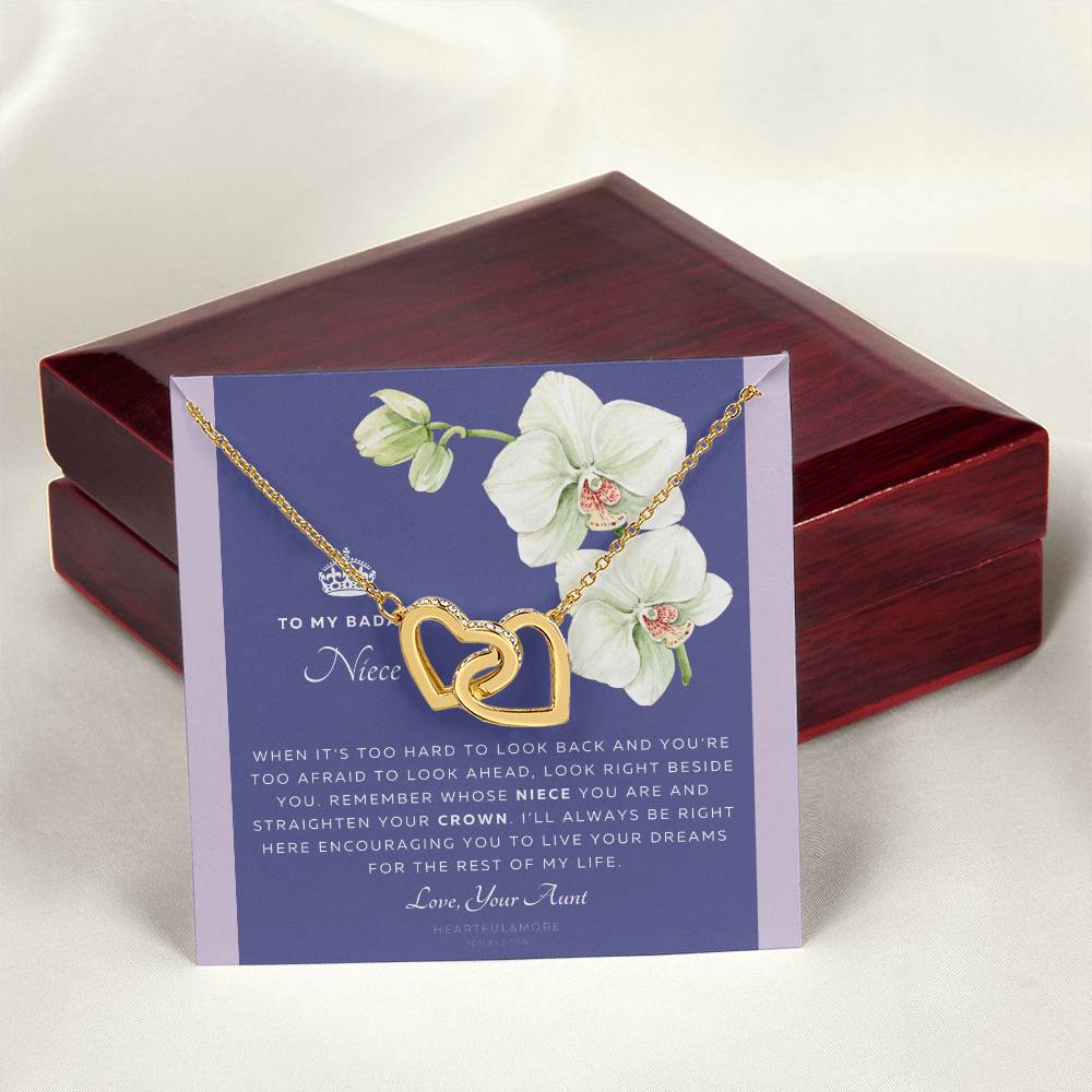 To My Niece Live Your Dreams Necklace Gift For Niece From Aunt Niece Birthday Graduation Christmas Present Interlocking Hearts Necklace