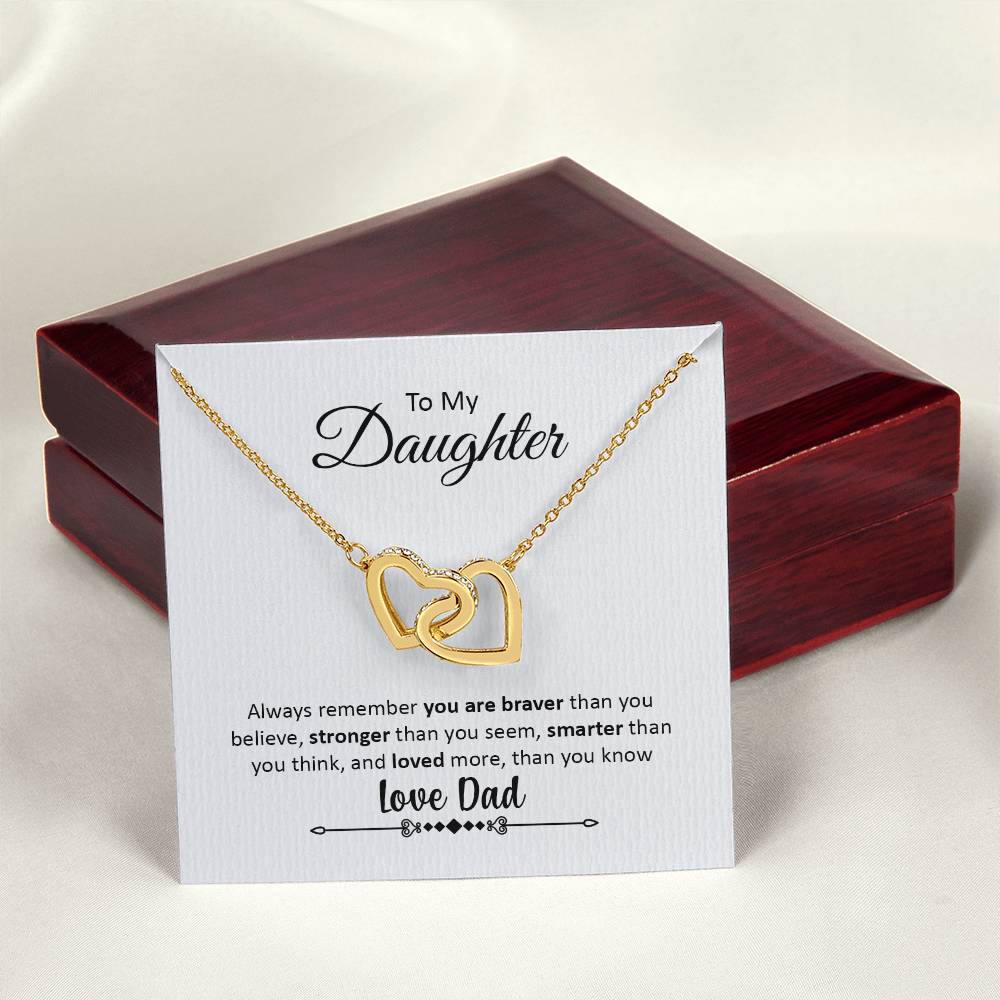 Always Remember - You Are Braver - Love Dad Interlocking Hearts Necklace