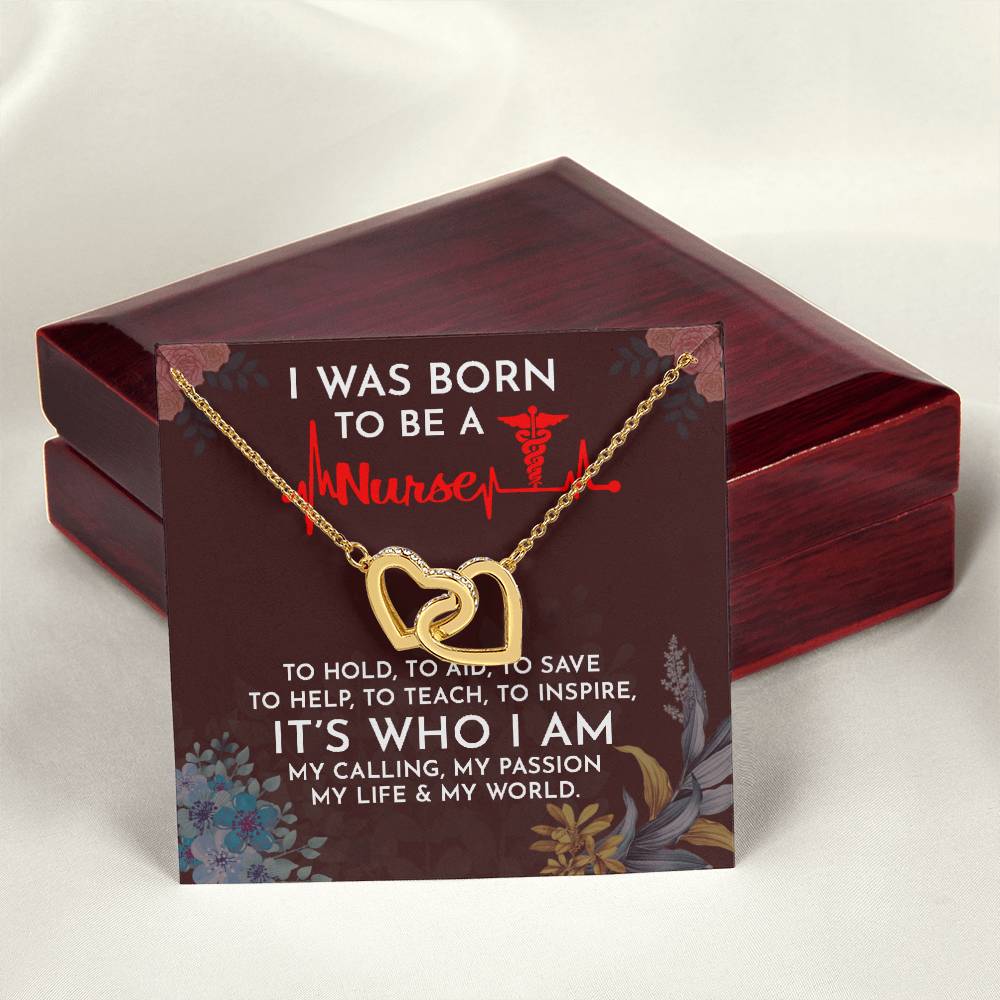 I Was Born To Be A Nurse Interlocking Heart Necklace Interlocking Hearts Necklace