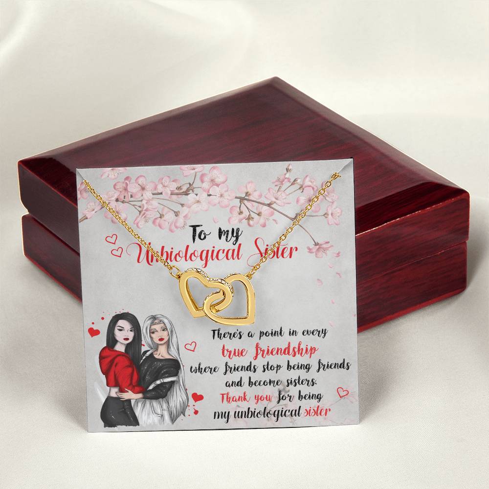 Unbiological Sister Gift-Inter Locking Necklace For Unbiological Sister-Sister Gift Idea-Best Friend Necklace Gift Idea Interlocking Hearts Necklace