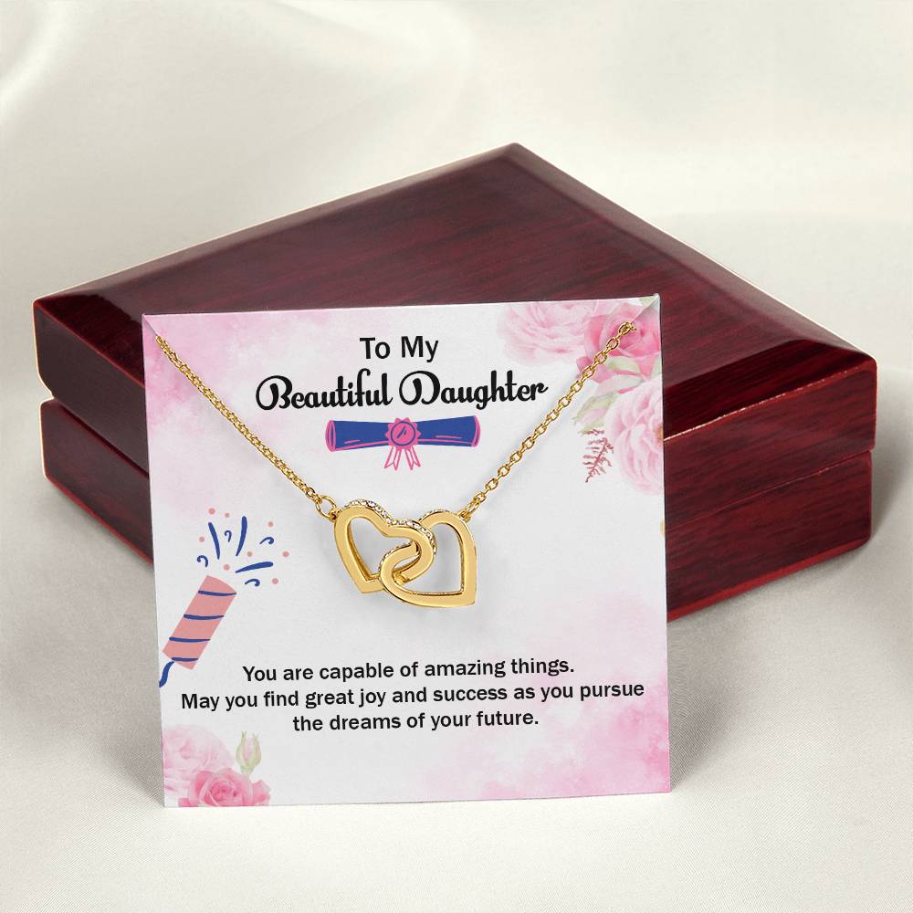 Daughter'S Graduation Gift Necklace Graduation Jewelry For Daughter From Parents Interlocking Hearts Necklace