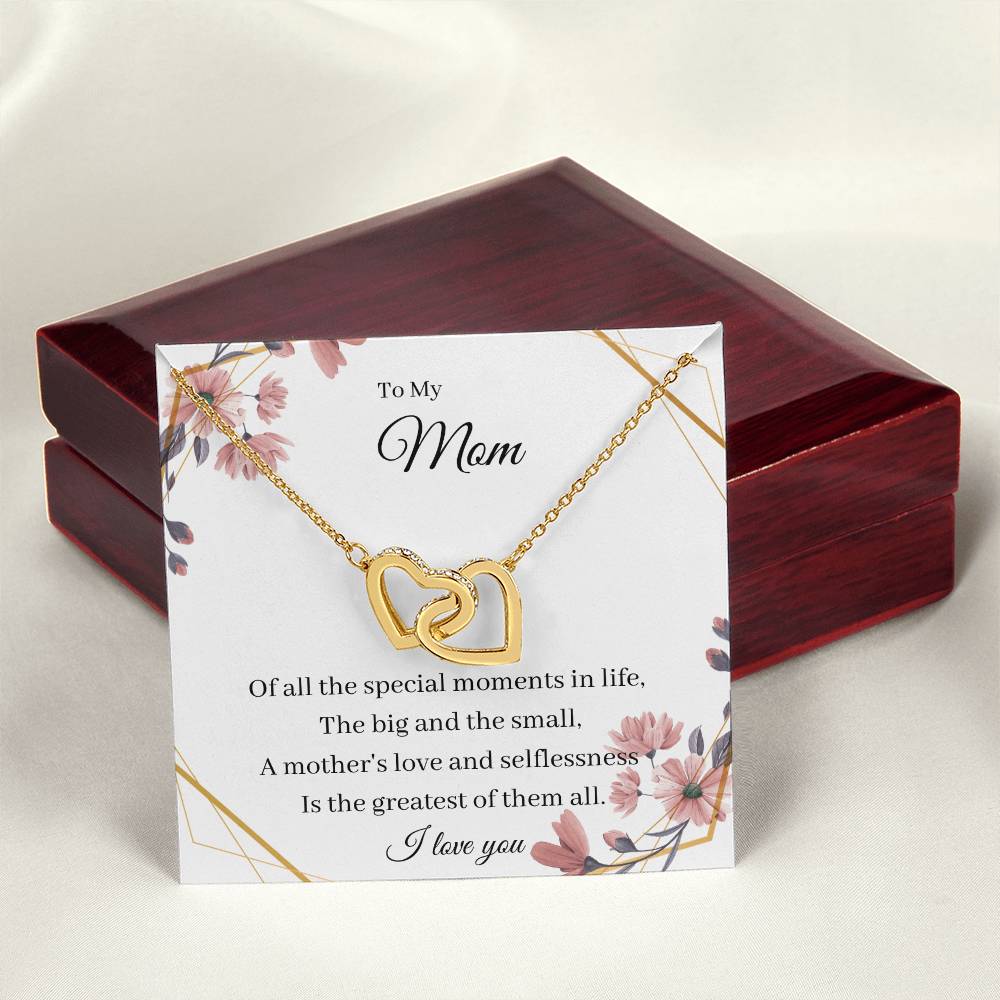 To My Mom From Son Daughter Gift Anniversary Graduation Mothers Day Birthday Interlocking Hearts Necklace