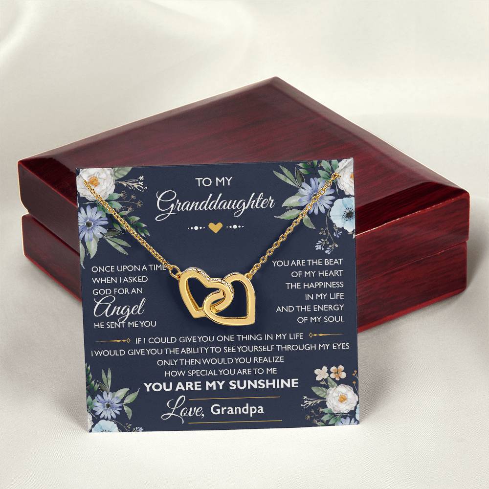 To My Granddaughter From Grandpa - Interlocking Heart Necklace Interlocking Hearts Necklace
