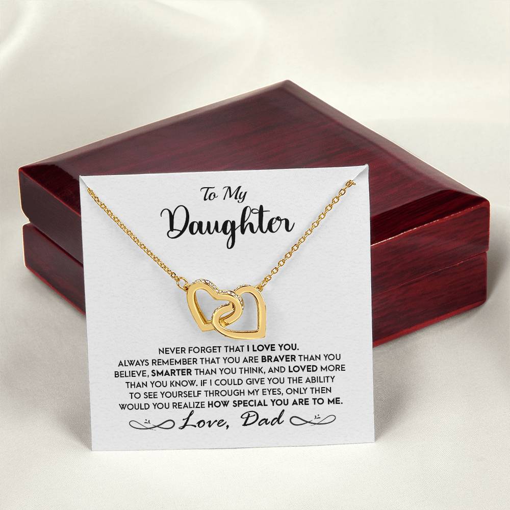 To My Daughter - Never Forget That I Love You - Interlocking Hears Necklace Interlocking Hearts Necklace