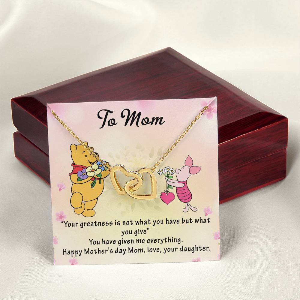 Mothersday Winnie The Pooh Sweetest Hearts Necklace Interlocking Hearts Necklace