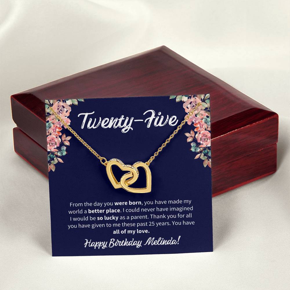 Twenty-Five Birthday All Of My Love Interlocked Hearts Necklace Interlocking Hearts Necklace