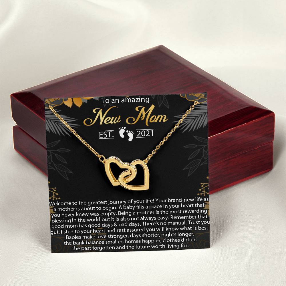 New Mom Necklace Mom Est 2021 Necklace First Time Mom Necklacenew Mommy Interlocking Hearts Necklacenecklace For New Mom Pregnancy Gift
