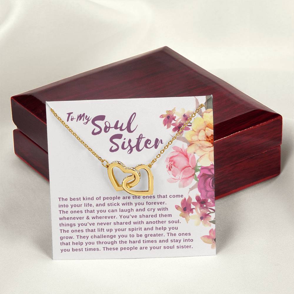 To My Soul Sister Joined Hearts Necklace Interlocking Hearts Necklace