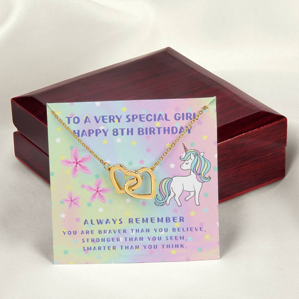 8Th Birthday Gift 8Th Birthday Necklace Gift Happy 8Th Birthday Gift Gift For 8 Year Birthday Girl Interlocking Hearts Necklace