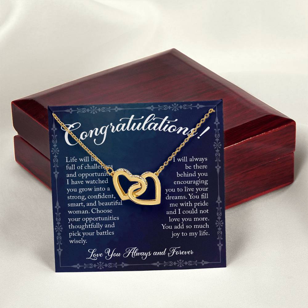 Congratulations! Gift For Graduation - Linked Hearts Necklace Interlocking Hearts Necklace