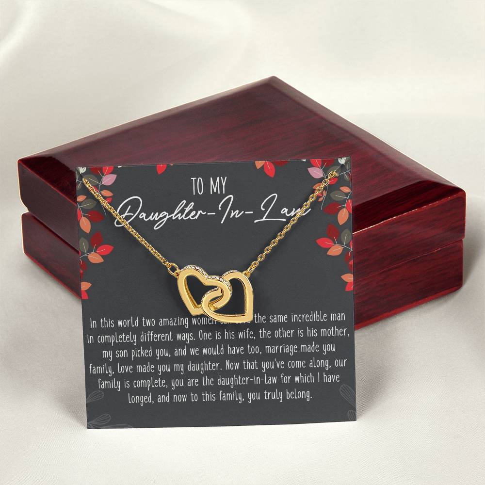 To My Daughter-In-Law Interlocking Hearts Necklace Message Card
