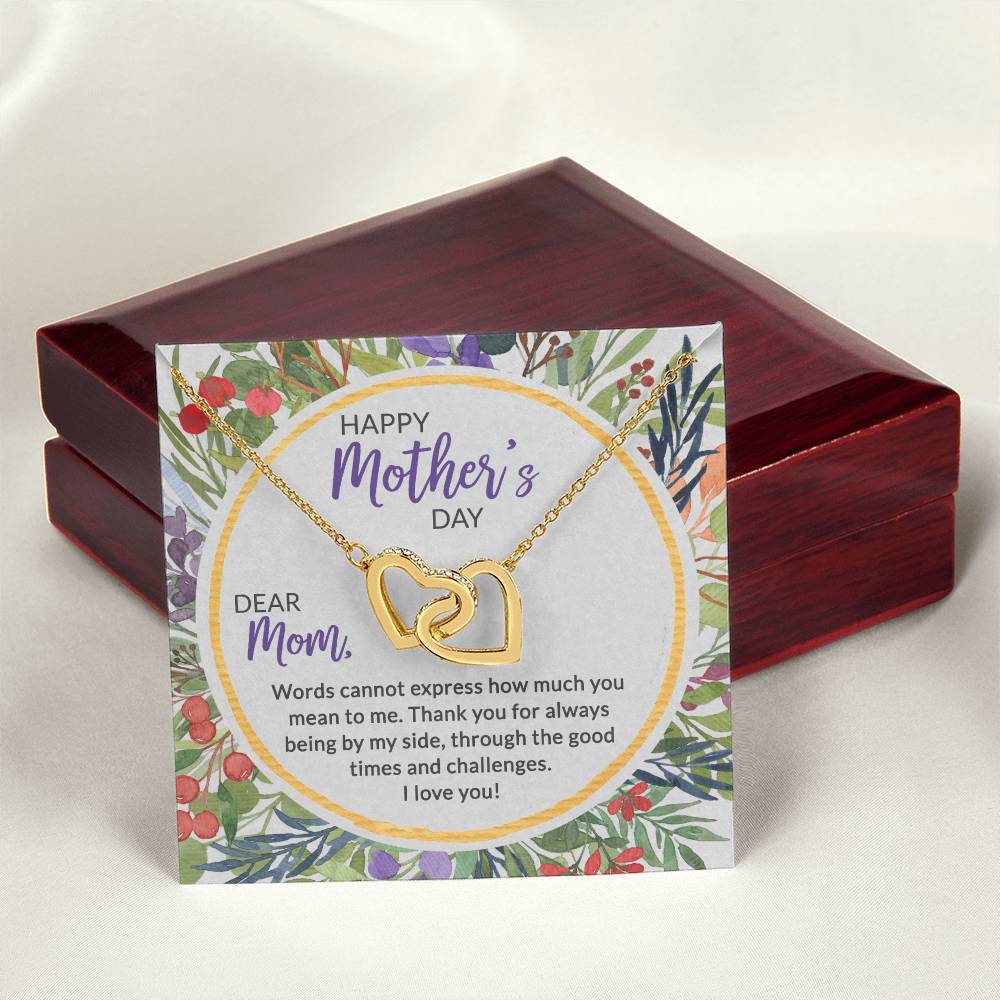 Mother'S Day Collection Interlocking Hearts Necklace - Floral Celebration !