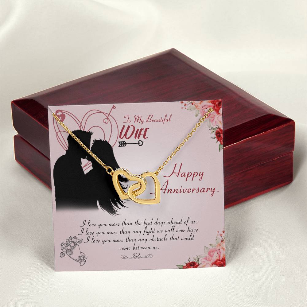 Happy Anniversary Interlocking Hearts Necklace