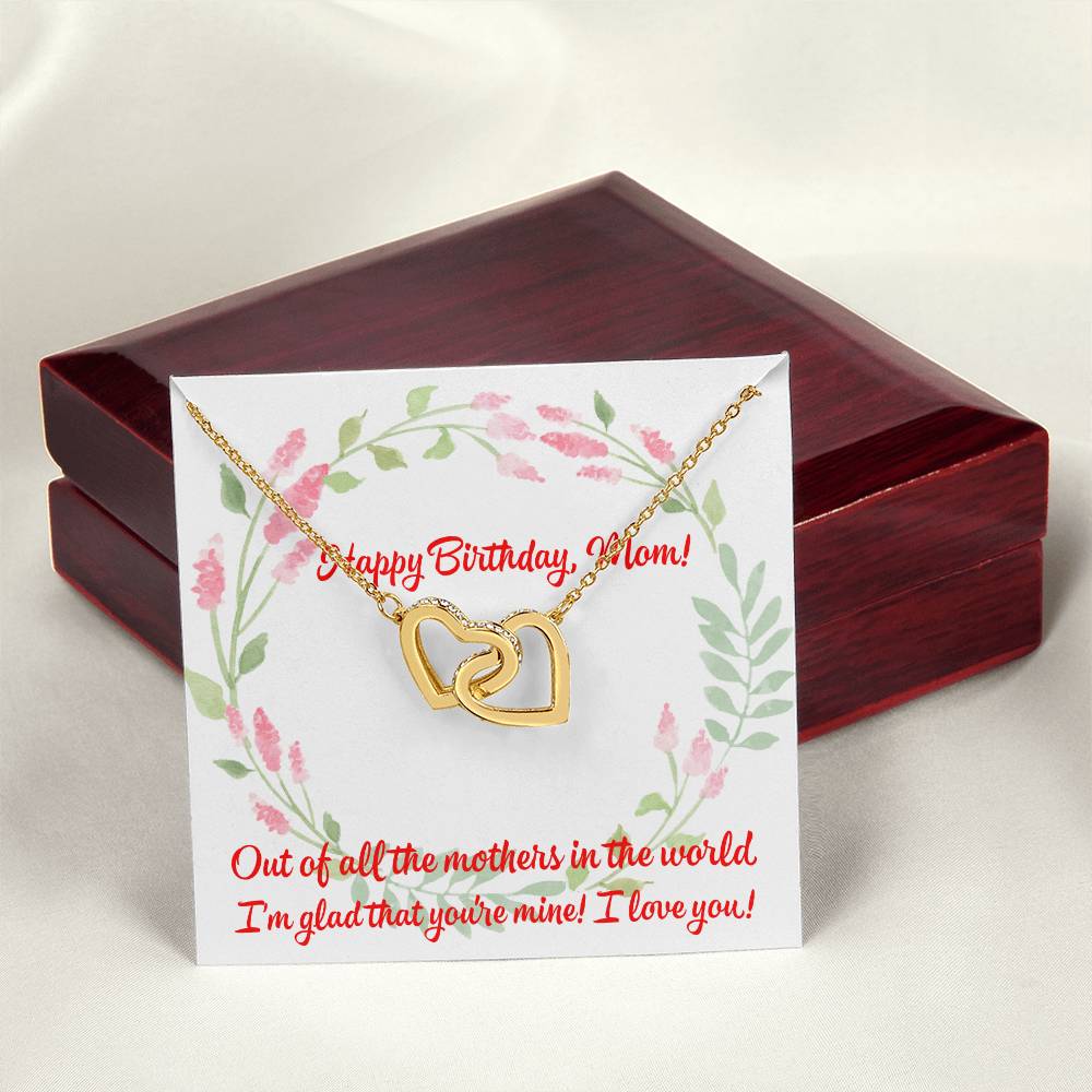 Happy Birthday Two Hearts Necklace For Mom Interlocking Hearts Necklace