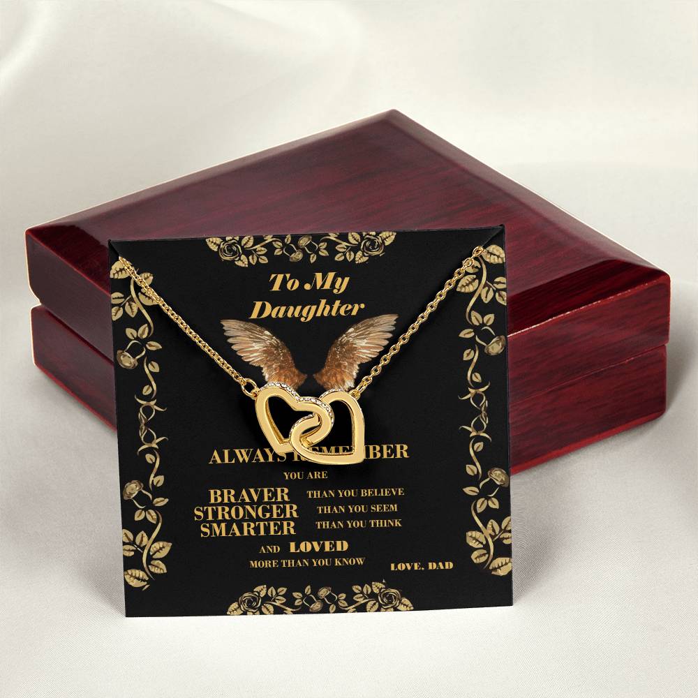 To My Daughter - Two Hearts Interlocking Hearts Necklace