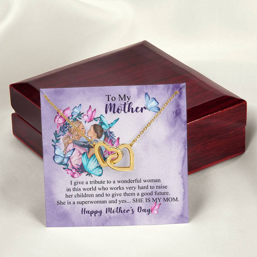 Happy Mother'S Day - Best Mom Mother'S Day Two Hearts Pendant Gift Interlocking Hearts Necklace