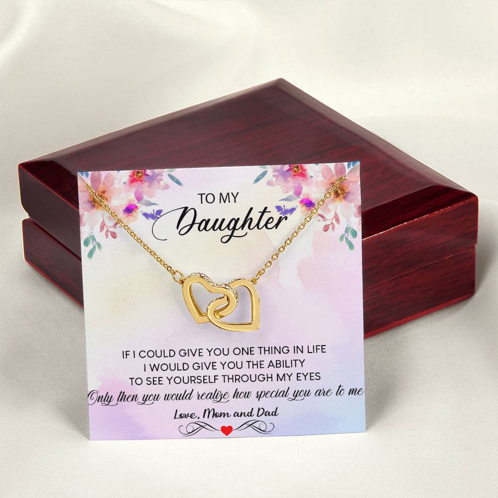 To My Daughter Necklace Daughter Necklace From Mom And Dad Personalized Daughter Interlocking Hearts Necklace Gift Daughter Birthday Gift