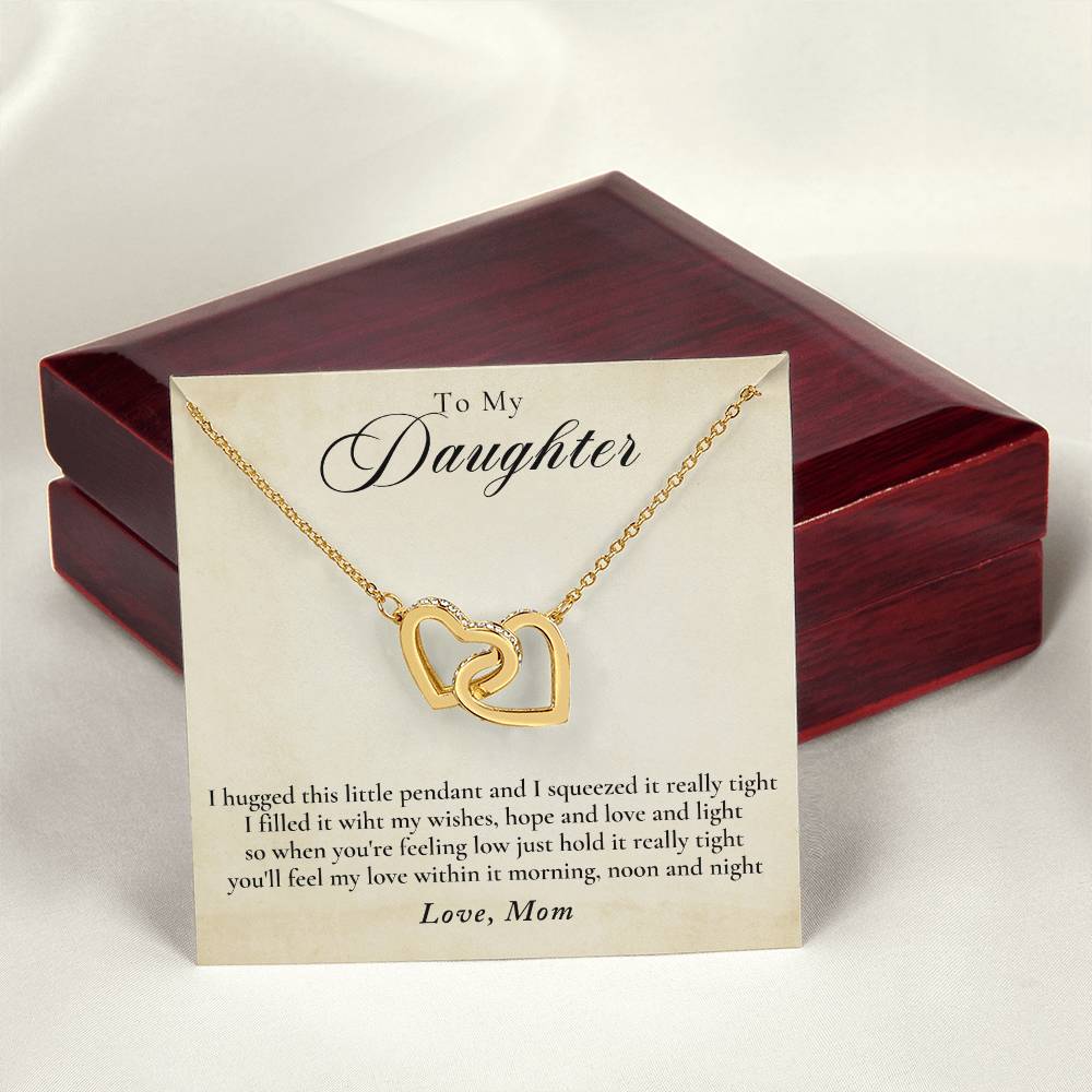 To My Daughter - Love Mom Interlocking Hearts Necklace