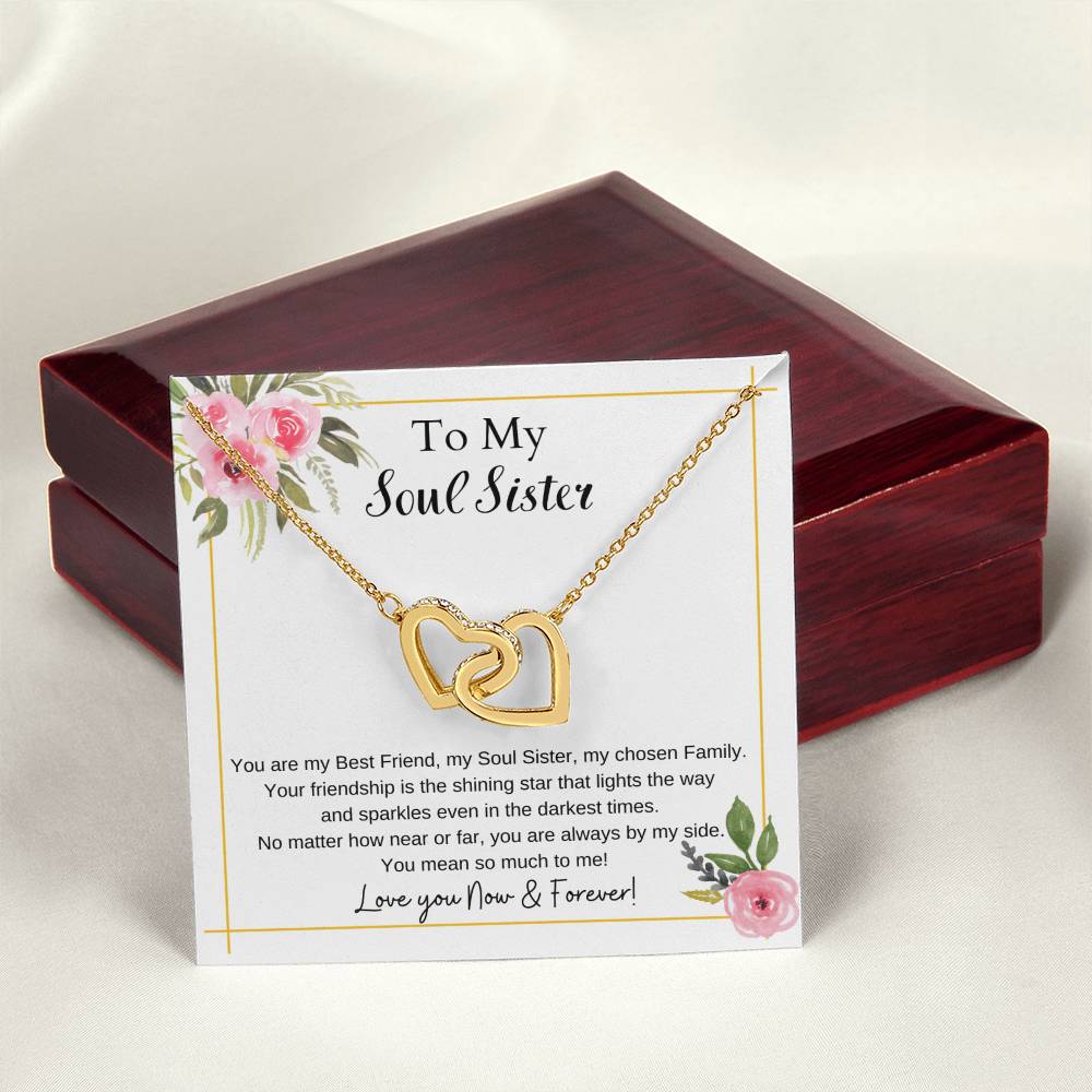 To My Soul Sister Interlocking Hearts Necklace
