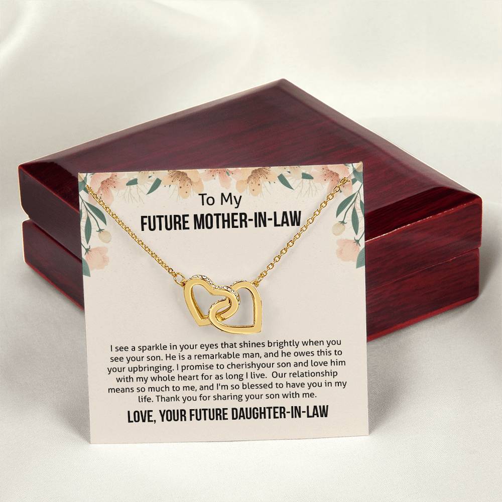 To My Future Mother-In-Law - Blessed To Have You Interlocking Hearts Necklace