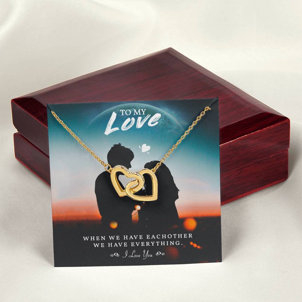 To My Love Necklace For Soulmate Jewelry For Soulmate Romantic Meaningful Valentine’S Day Gift Anniversary Birthday Gift For Her Interlocking Hearts Necklace