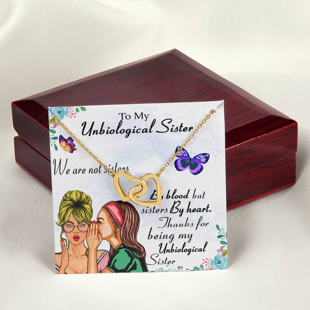 To My Unbiological Sister Necklace Interlocking Hearts Necklace