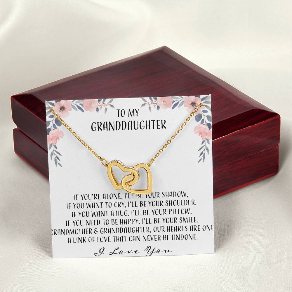 To My Granddaughter If You'Re Alone Ill Be Your Shadow Interlocking Hearts Necklace