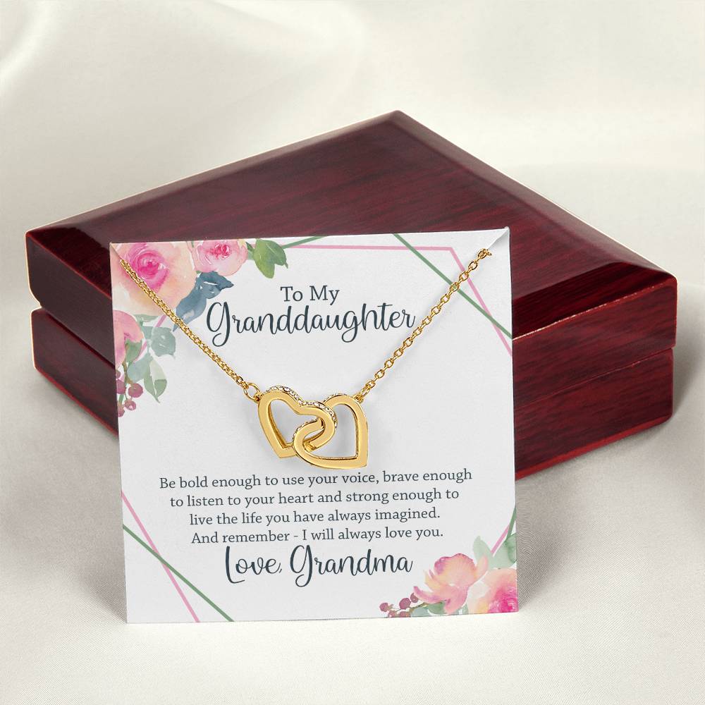 To My Granddaughter - Interlocking Hearts Necklace