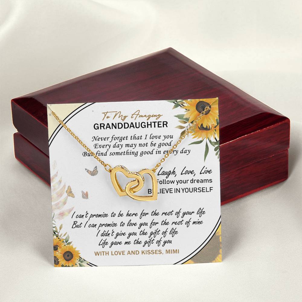 To My Amazing Granddaughter Interlocking Hearts Necklace Message Card
