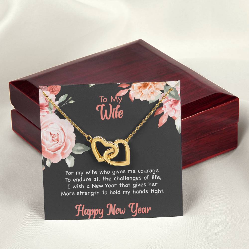 To My Wife - Happy New Year Interlocking Hearts Necklace