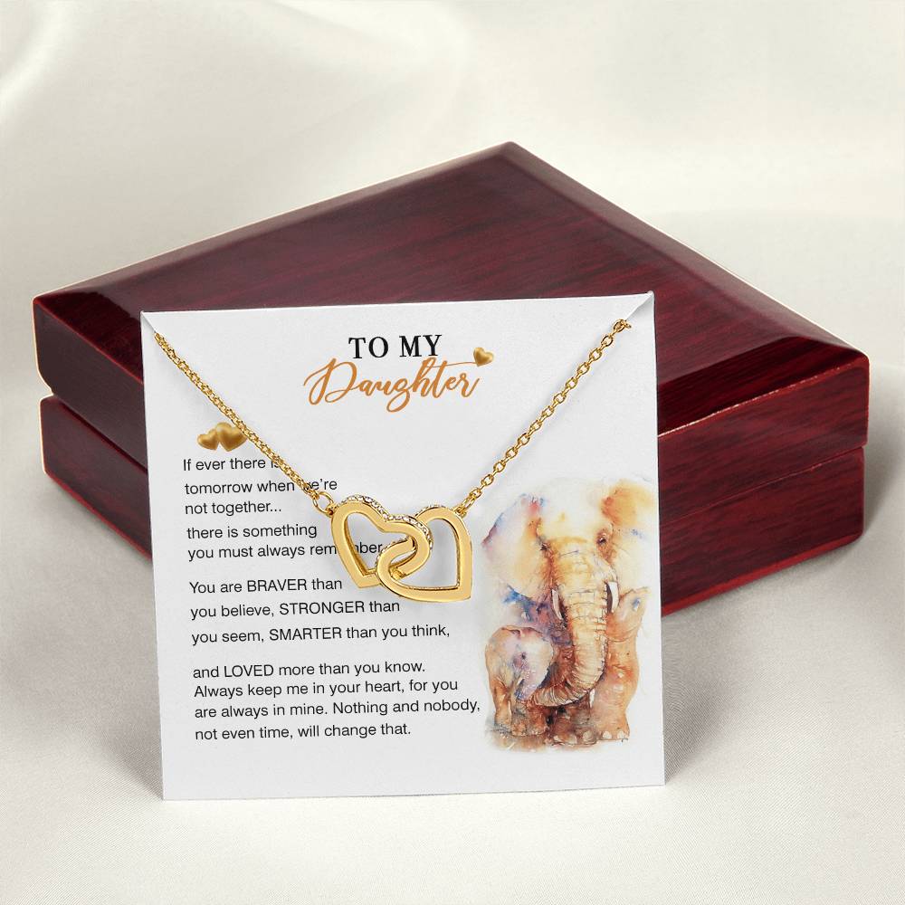 To My Daughter Necklace From Elephant Mom Interlocking Hearts Necklace