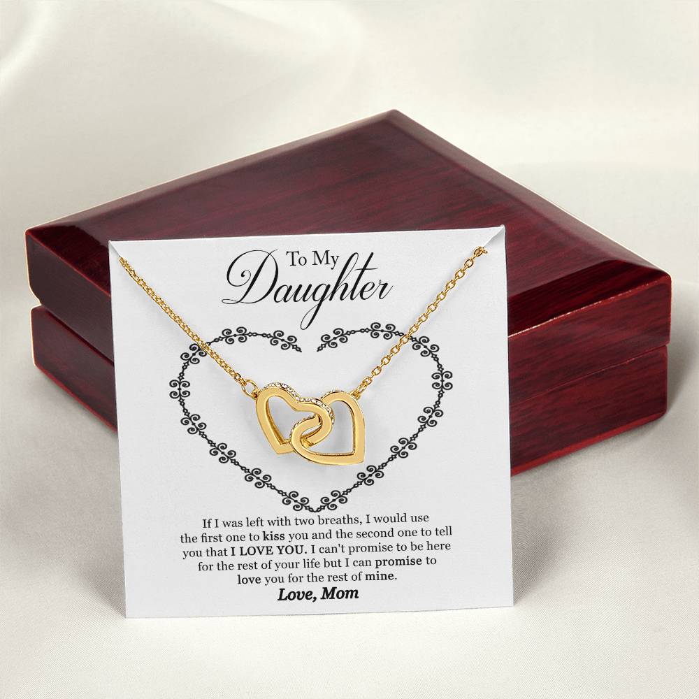 To My Daughter - I Promise To Love You For The Rest Of My Life Interlocking Hearts Necklace